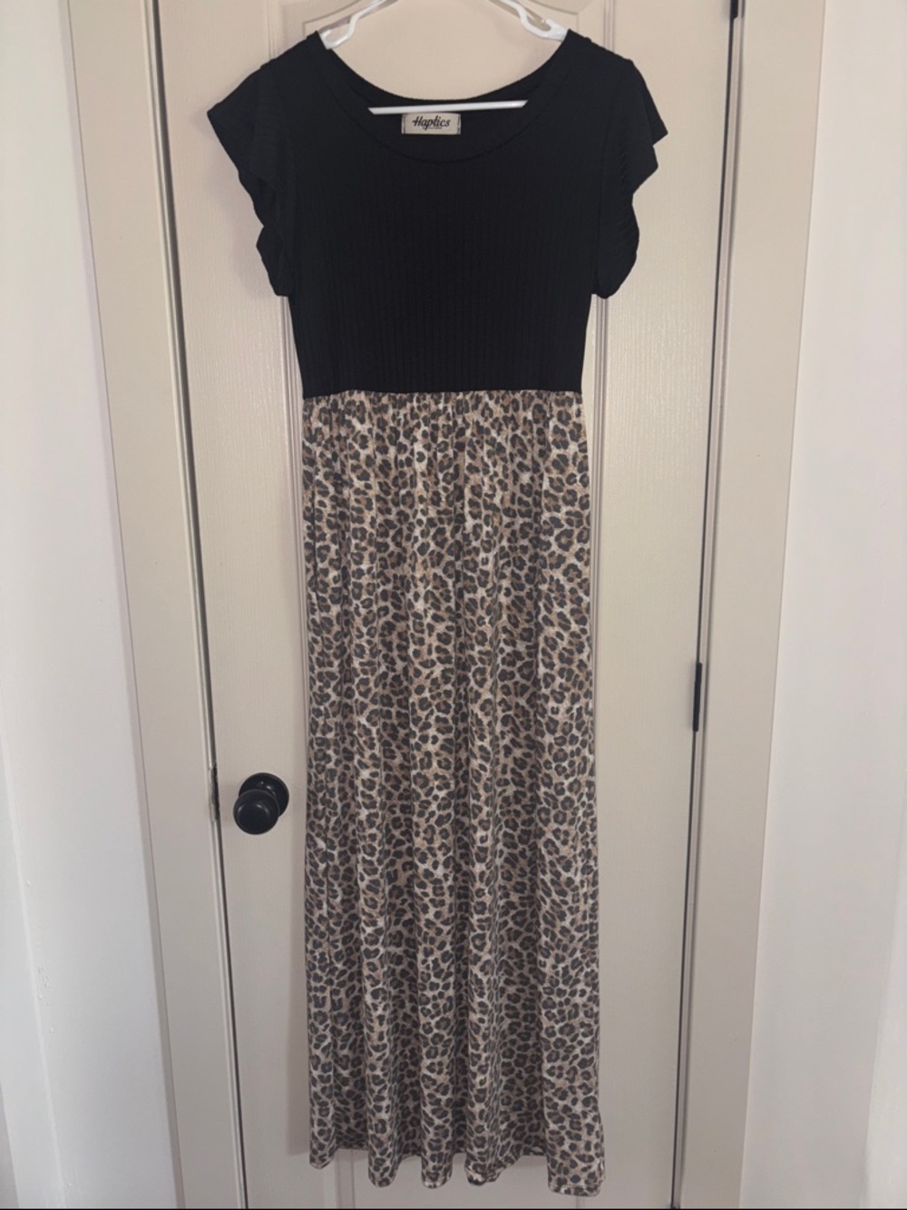 Haptics by Holly Harper Black/Leopard Print Maxi Dress (S)